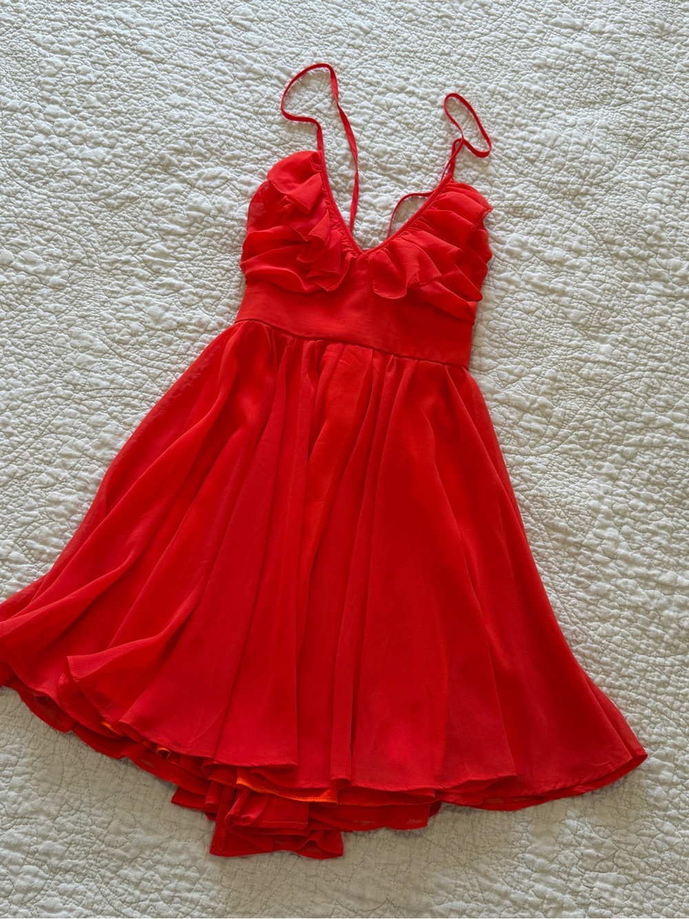 Lulu's Red Ruffle V-Neck Mini Dress